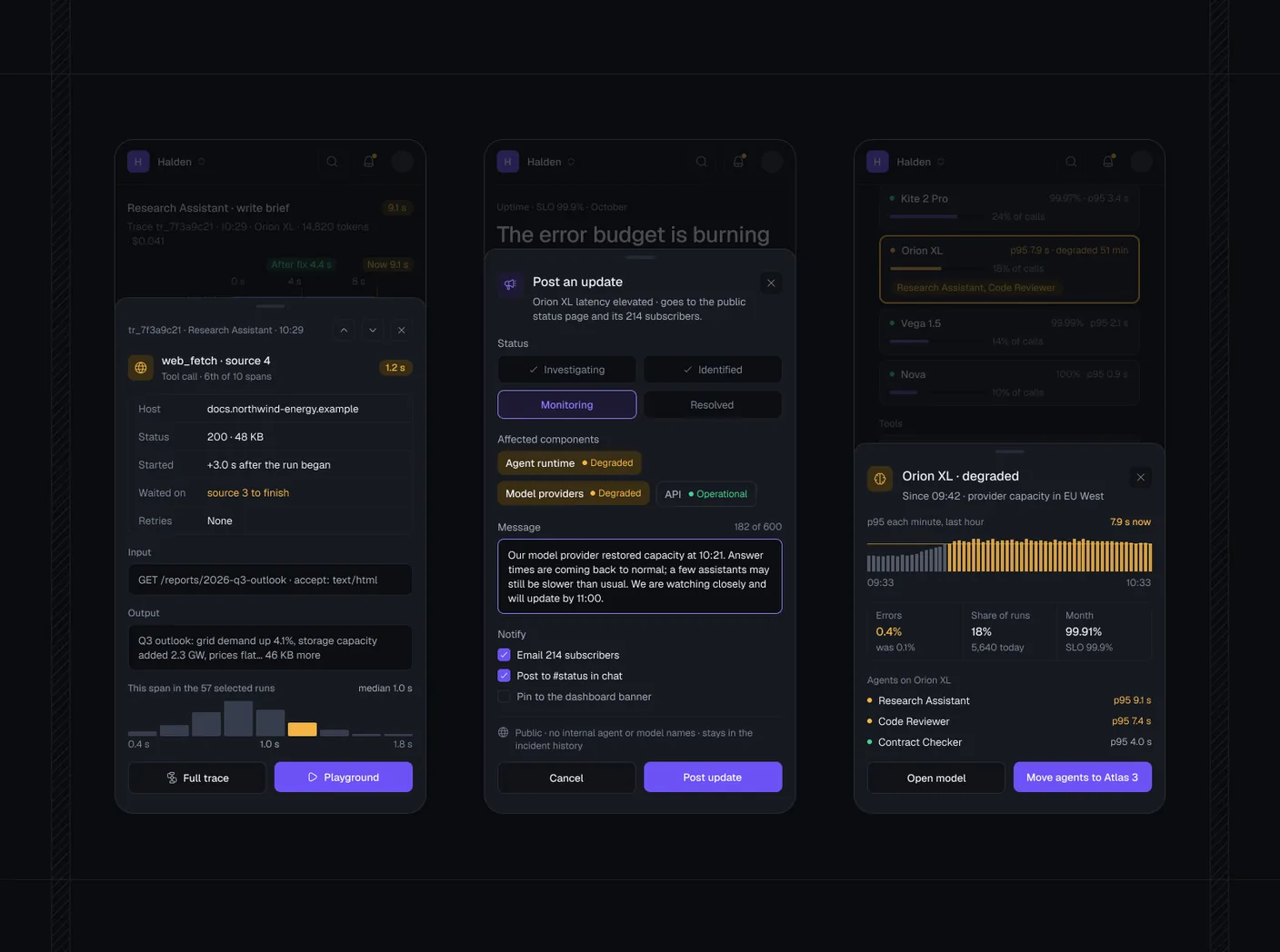 Traces and uptime, mobile — Signal AI Ops