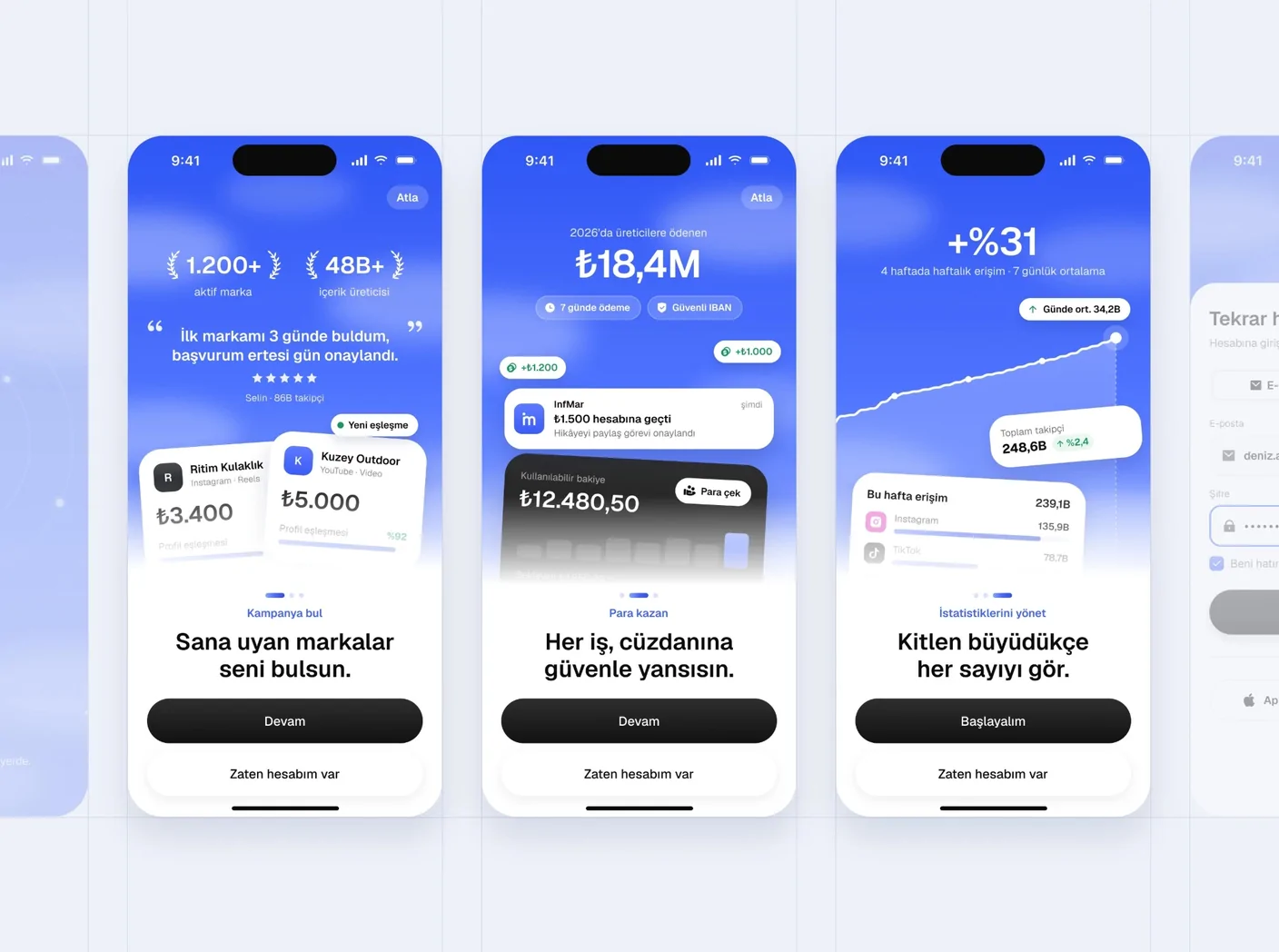 Onboarding screens — Infmar